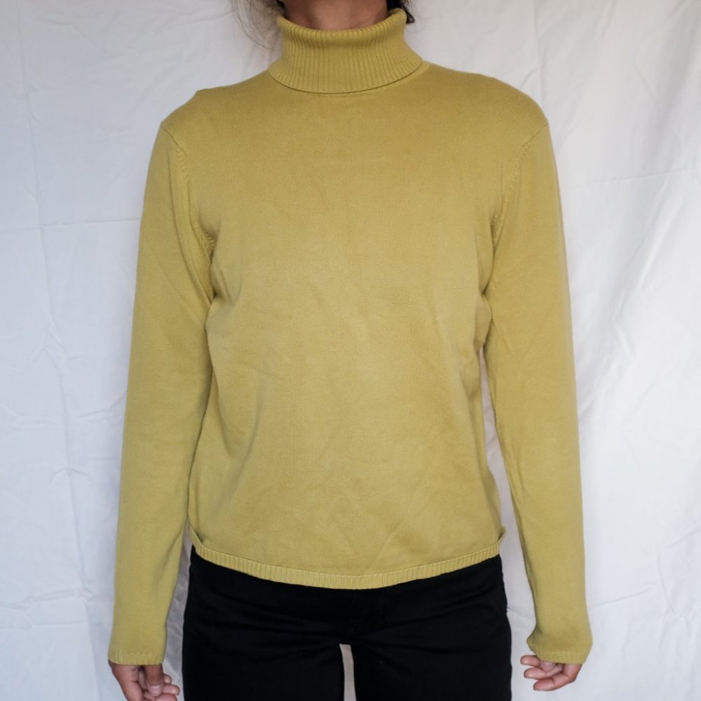 chartreuse turtleneck sweater
